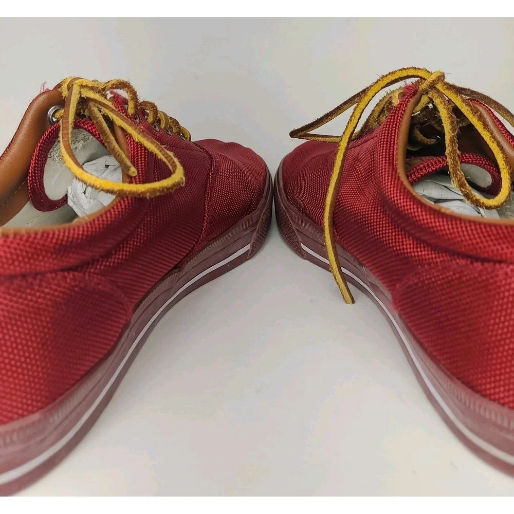 Polo Ralph Lauren Vaughn Shoes Mens 10.5 D Red Canvas Leather Low Top Sneakers